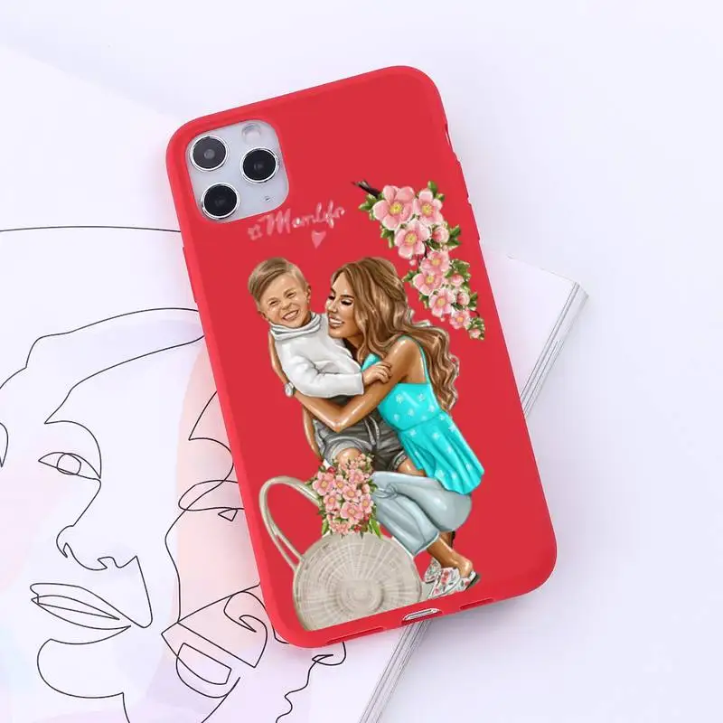 

Baby Mama Super Mom Girl Phone Case Red Candy Color for iPhone 6 7 8 11 12 s mini pro X XS XR MAX Plus