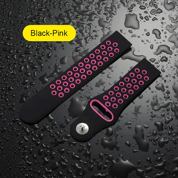 Black Pink UEBN 22 мм 20 мм силиконовый сменный дышащий ремешок для часов Garmin Vivoactive 3 samsung gear S2 S3 спортивные ремешки для часов - Цвет ремешка: Black Pink