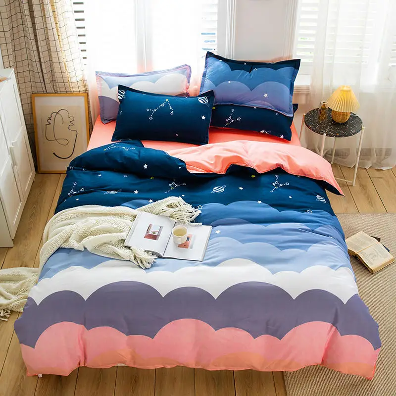 

High Quality Rainbow Wave Bedding Set Home Textile Double Sheet Luxury Queen King Size Bed Linens Duvet Cover Sheet Pillow Case