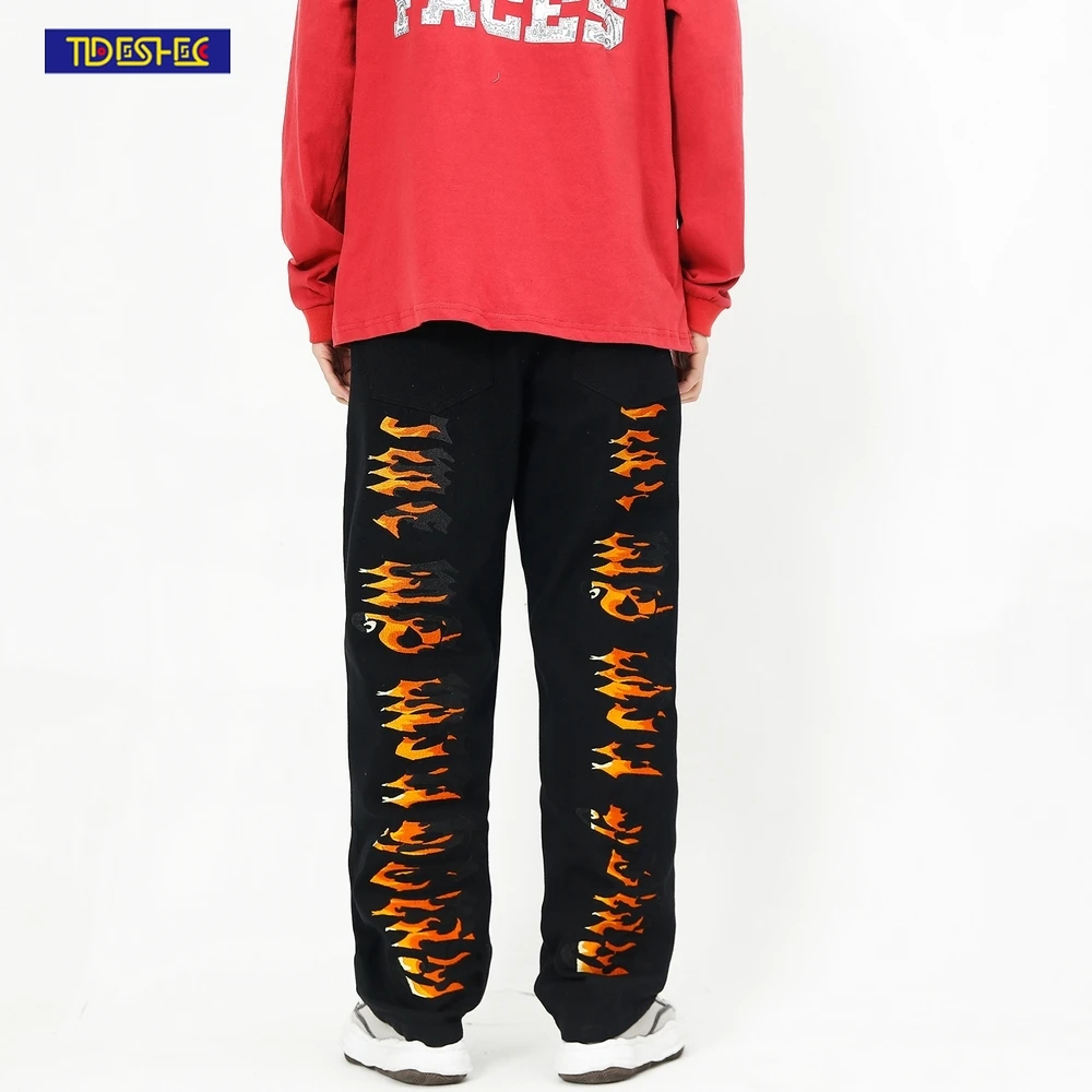 

Брюки-карго мужские/женские с вышивкой и надписью пламени