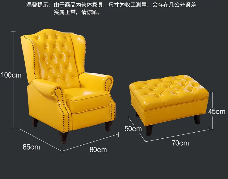 oil wax genuine leather sofa living room chair recliner home furniture modern American Country leisure chair for leather buttons