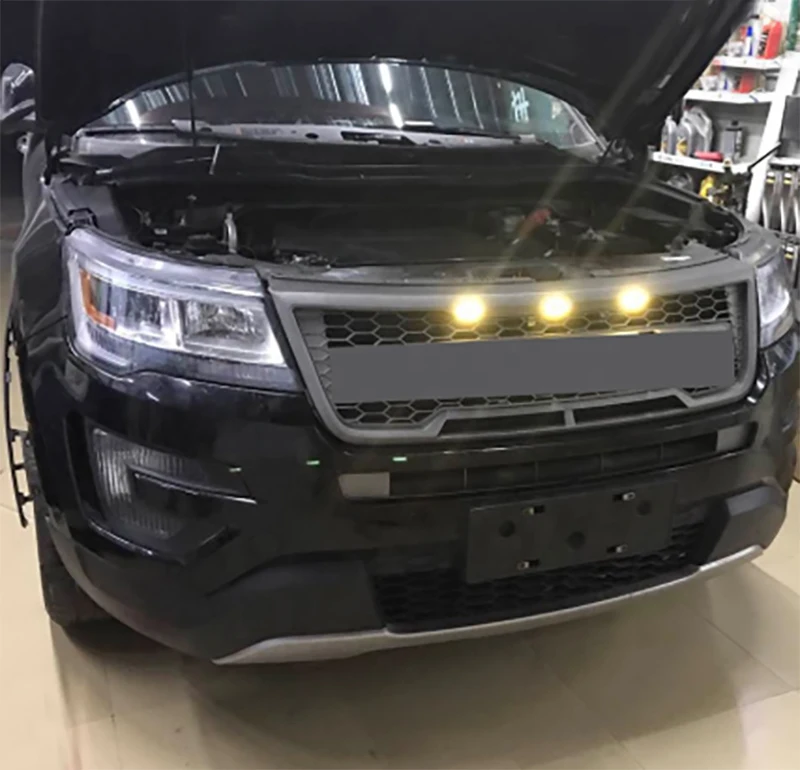 Черная верхняя сменная решетка светодиодное освещение подходит для ford explorer 2016