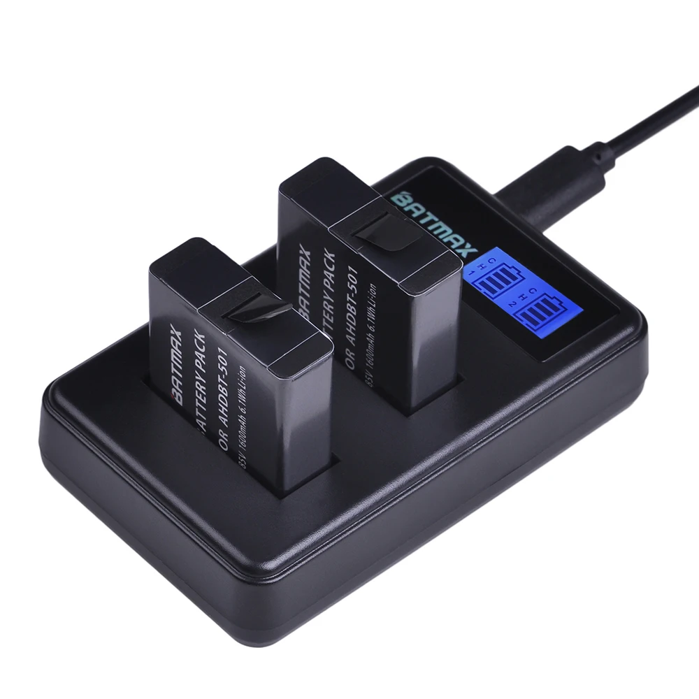 Batmax 4 шт. AHDBT-501 батарея камеры + LCD USB двойное зарядное устройство для Gopro 5 6 новая