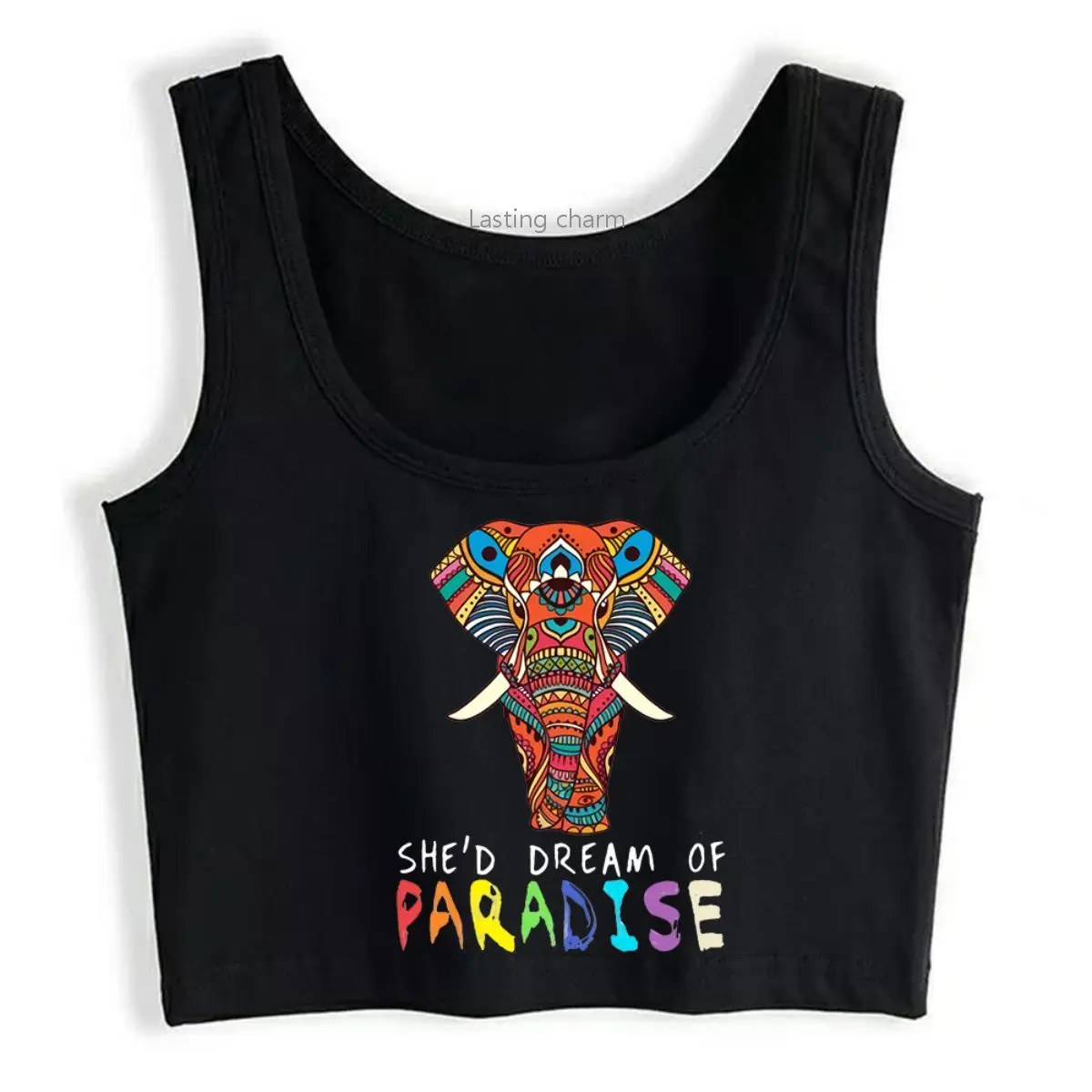 

She had dream of paradise Letter printing crop top paradise spread sport top
