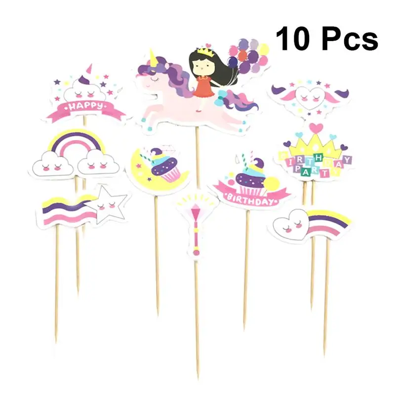 10 шт. набор принадлежностей для вечеринок в виде единорога из топа торта девочек
