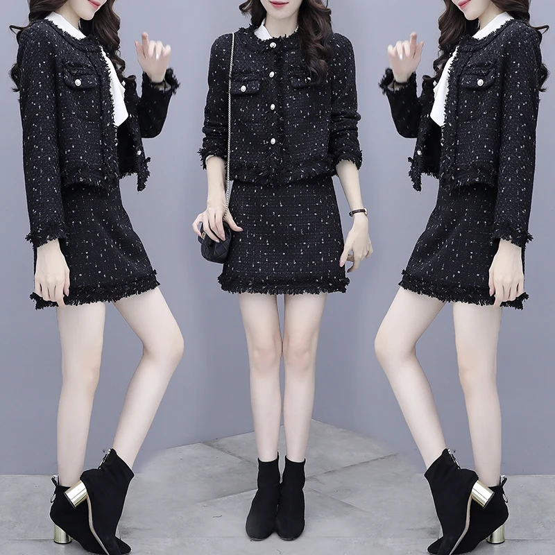 

Vogue Leisure Suit 2020 Autumn New Korean Fashion Women Jacket Coat Skirt Two-Piece Outfit Clothing Set