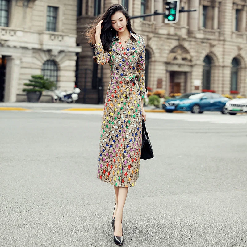 

Fashion Windbreaker Women 2021 Autumn Mid-length High-end Atmospheric Slim British Style Overcoat Elegant Trench Coat For Women