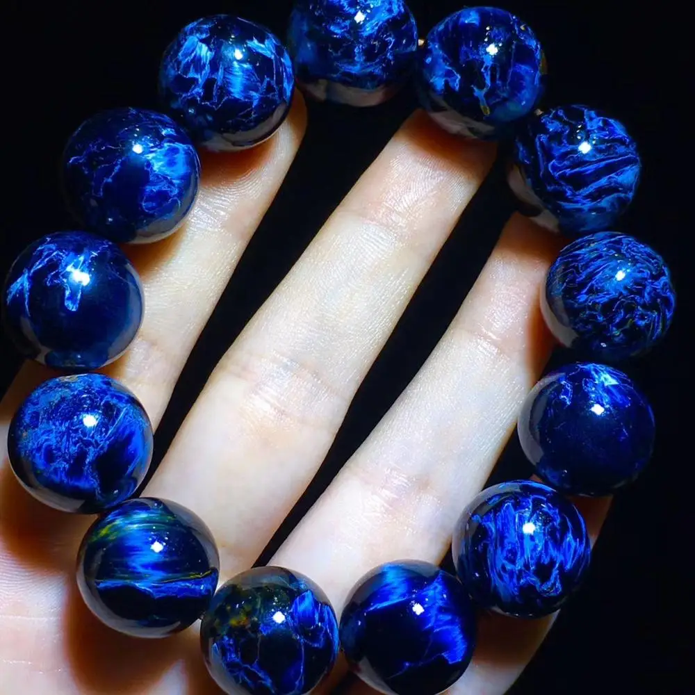 Браслет из натурального голубого камня 17 8 мм для женщин и мужчин стрейчевый