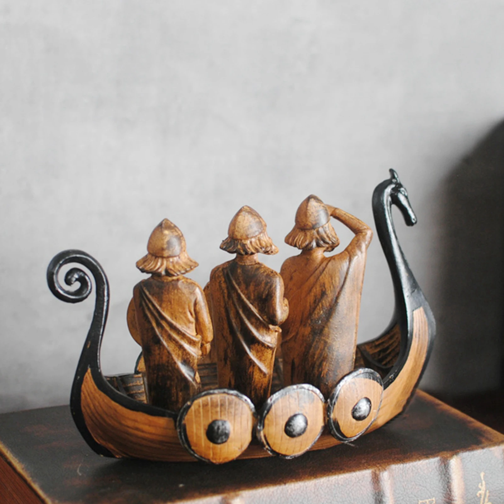 Resin Viking Boat Dragon Ornament Retro Ships Decoration Handicraft Home | Дом и сад