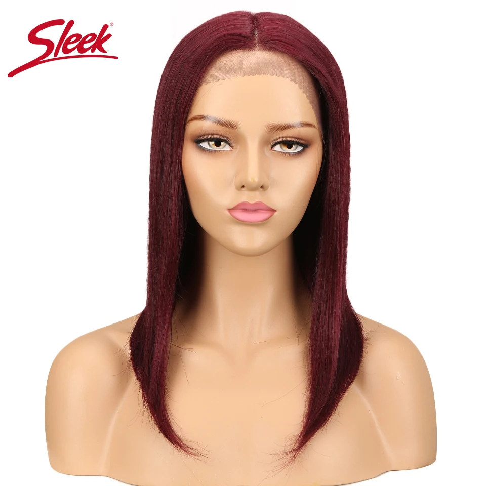 Sleek Peruvian Straight Lace Part Front Wigs Natural Human Hair Ombre P4/27 Color Blonde 27# 99J Weave Short Bob Remy Hair Wigs