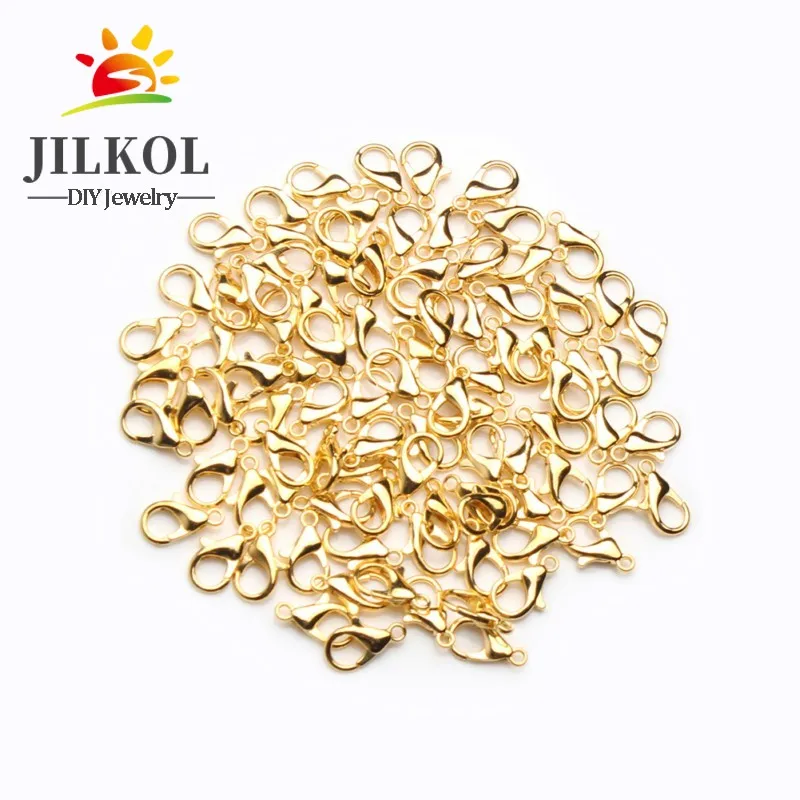 50pc/lot 6Color Zinc Alloy Lobster Claw Clasps for Jewelry Necklaces Bracelet Making Nickel Free Size 10MM 12MM 14MM | Украшения и