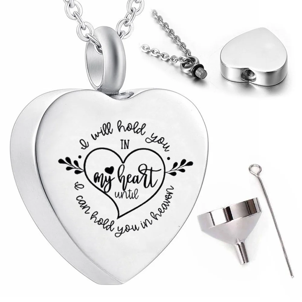 

Cremation Jewelry Heart Urn Stainless Steel Memorial Pendant Necklace Mini Cremation Container Pendant