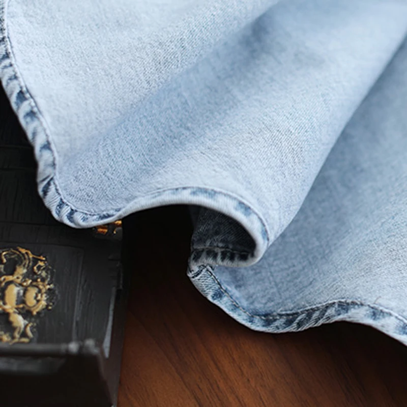 

Women Denim Shirt Korean Style Loose Cotton Tops Casual Long Sleeve for Spring B01221413