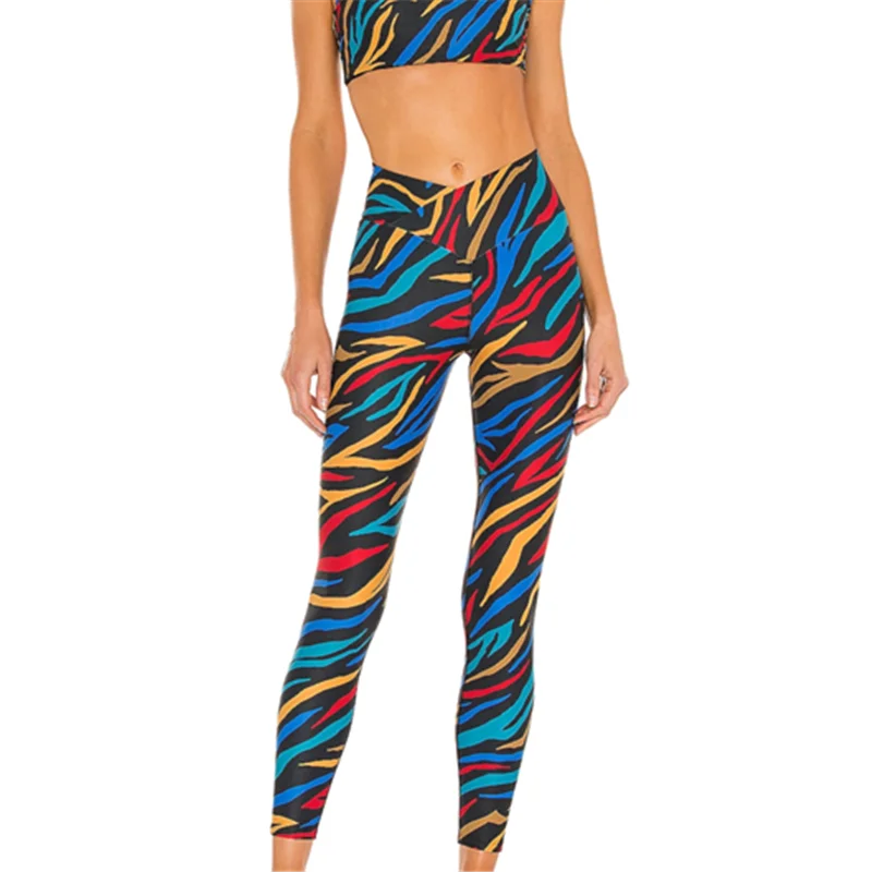 

fashion lightweight low moq wave printed colorful girls gym yoga leggings women sublimation fitness pants