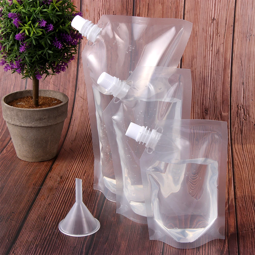 Food Grade Material Spout Pouch Travel Container Juice Stockpile Stand-up Wine Milk Coffee Liquid Flask Storage Bag With Funnel | Дом и сад