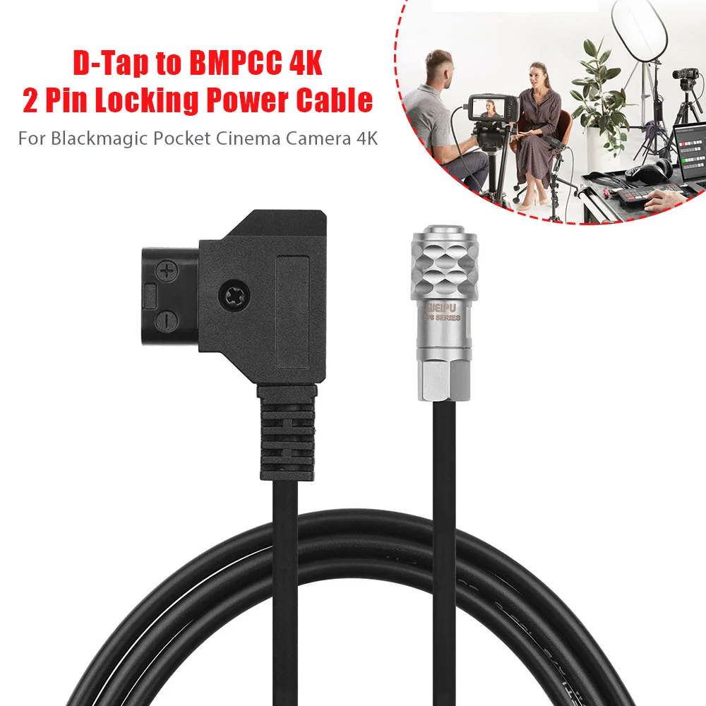 

D-Tap to BMPCC Camera 4K 2 Pin Locking Power Cable For Blackmagic Pocket Cinema for Sony V Mount Anton Bauer Gold Mount Battery