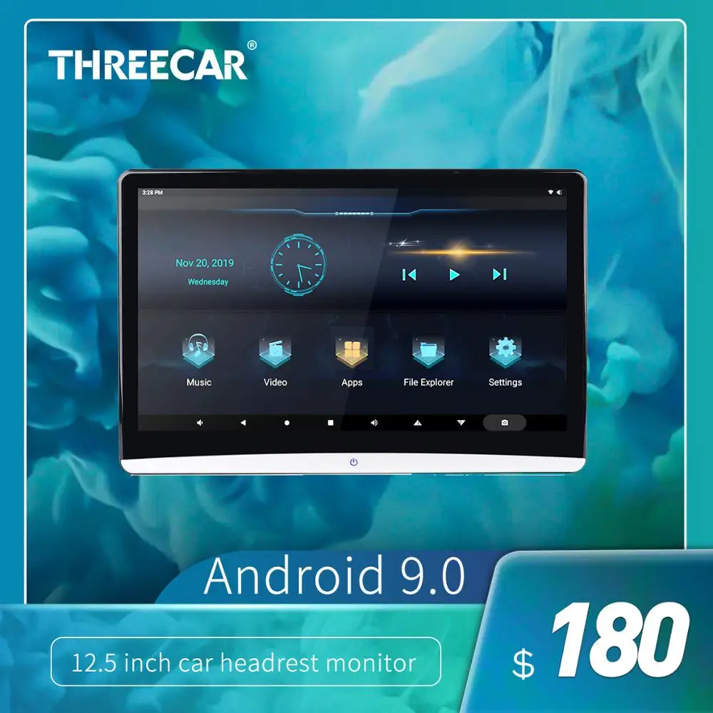 

12.5 inch Android 9.0 car headrest monitor 1920 * 1080 4K 1080P touch screen wifi / Bluetooth / USB / SD / HDMI / FM / Mirroring