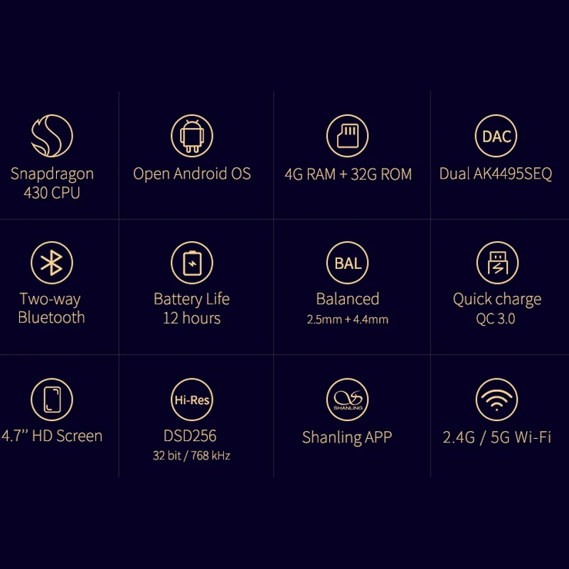 Shanling M6 портативный плеер Hi Res двойной AK4495SEQ DSD256 Fi Bluetooth сенсорный экран