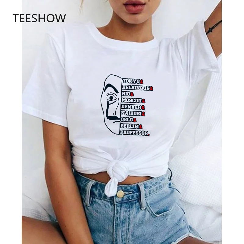 

2020 La Casa De Papel Tshirt Money Heist Tees TV Series Women Short Sleeve House of Paper Funny Harajuku Oversized T Shirt