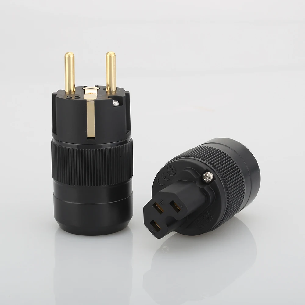 Высококачественная позолоченная штепсельная вилка Schuko переменного тока + разъем