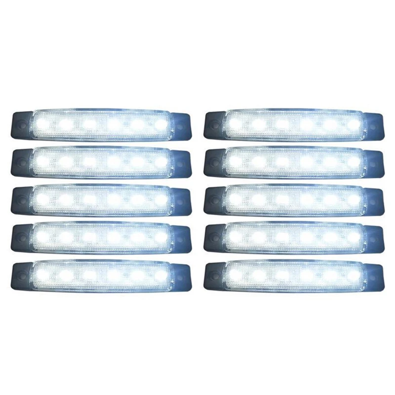 

10 шт. 24 В хвостовик 6 SMD СВЕТОДИОДНЫЙ индикатор боковые индикаторы задняя лампа белый светильник для автобусов/грузовиков/прицепов/грузовик...