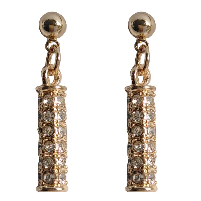 

S925 needle Jewelry Earrings Geometric Cylinder High Quality Clear Crystal Bling Bling Drop Earrings For Female Jewelry Gifts