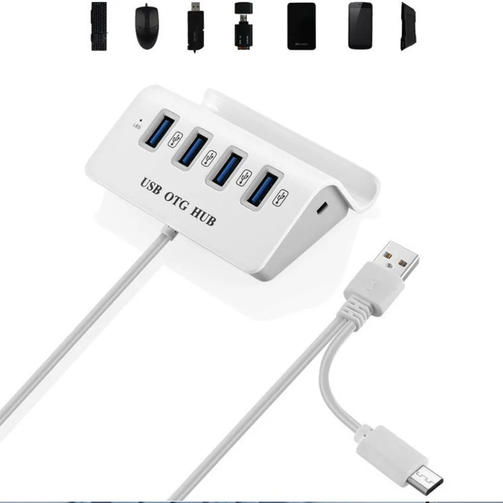 USB OTG Hub 4 Ports Micro USB3.0 Adapter Cable Splitter Converter Android Type-C with Smartphone Holder | Компьютеры и офис