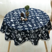 ethnic style japanese wuzhen blue flower hotel restaurant tablecloth retro teahouse round tablecloth tea table cloth cover