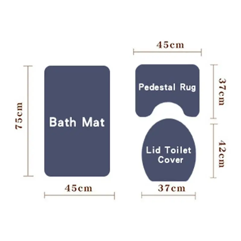 

3pcs Polyester Fiber Bathroom Mat Set Hydrophilic Toilet Carpet Washable Kitchen Floor Rug Anti-Slip Shower Room Mat