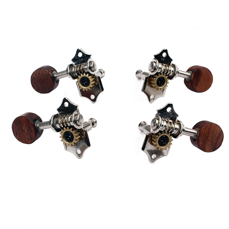 

Silver Color 2R2L Tuning Peg Machine Head Tuners with Wooden Handle for Ukulele 4 String Guitar