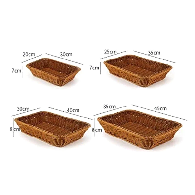 

4 Pcs Wicker Bread Baskets Set,Woven Pantry Baskets,Tabletop Food Serving Baskets for Fruits,Vegetables and Snacks