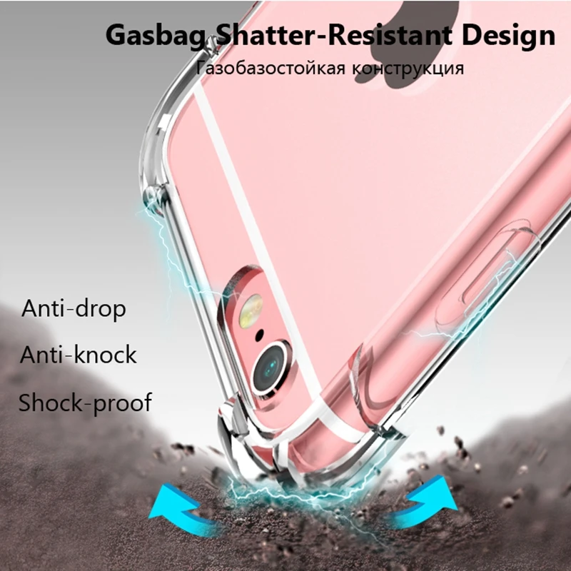 Прозрачный чехол с защитой от падения для iphone 11 Pro XS MAX XR X 10 7 8 6 6S Plus SE Samsung Galaxy S10 S8 S9