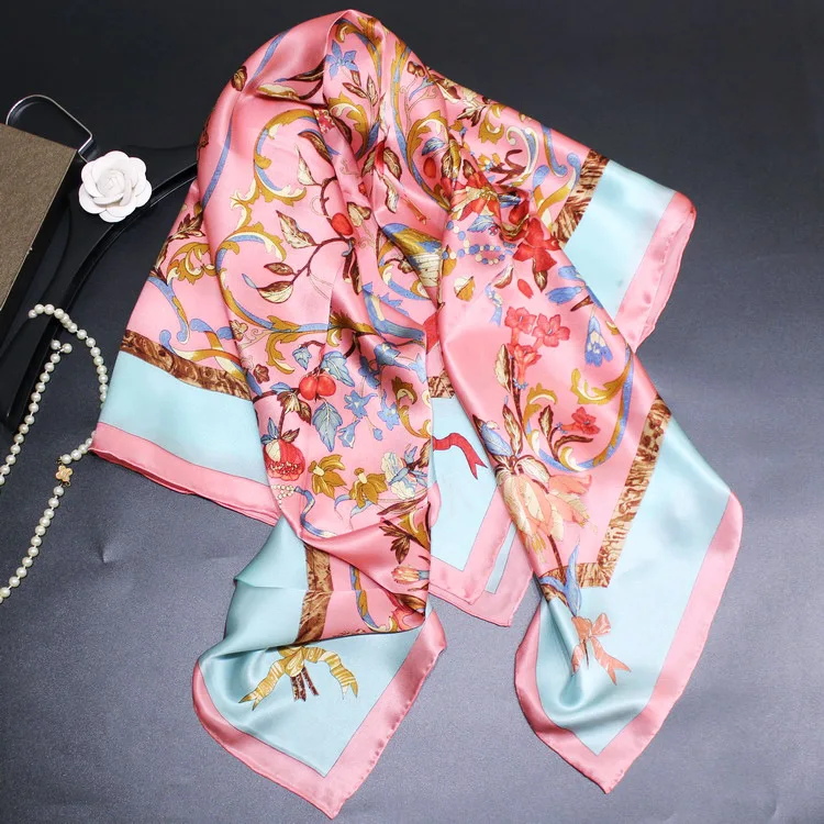 Шелковый шарф женские большие квадратные шарфы 2020 платок для женщин роскошная