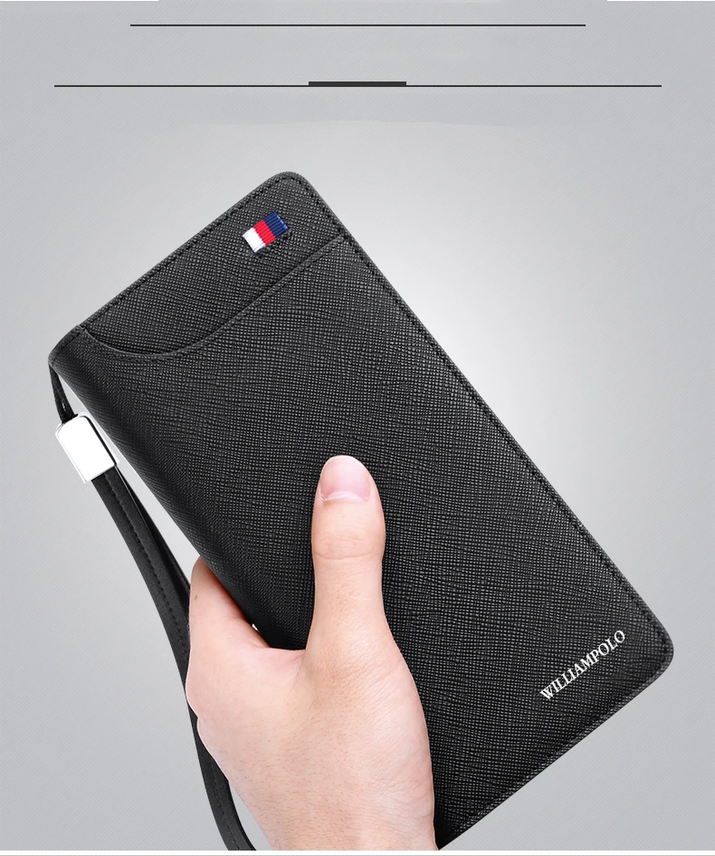 Длинные кошельки для мужчин держатель телефона из натуральной кожи кошелек карт