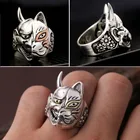 Кольцо Mifeiya мужское асимметричное, Трендовое металлическое кольцо на палец с японской пражной маской волка, головой животного в стиле панк вечерние ринки, свадьбы