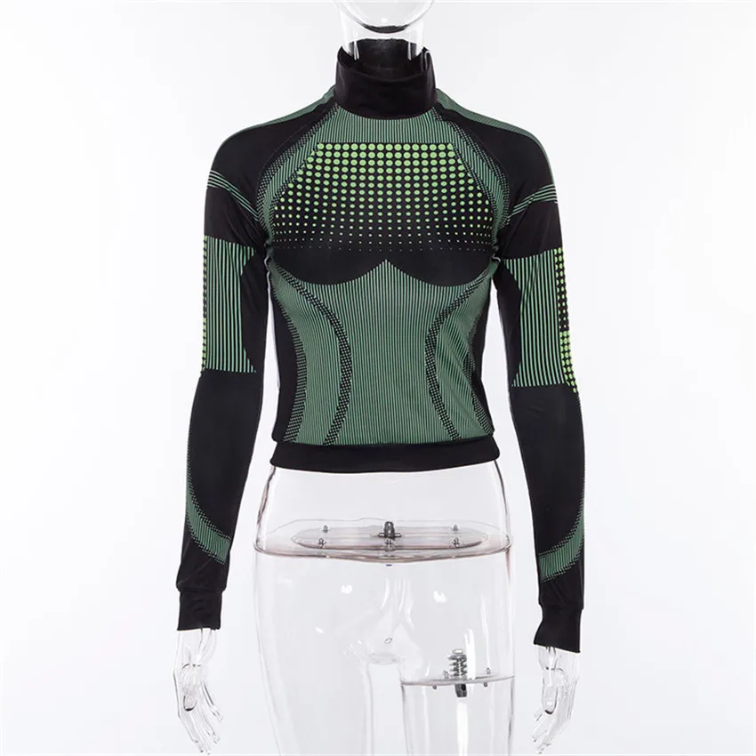 CB1400 green top Зимний женский комплект для йоги, фитнеса, с длинным рукавом, для йоги, укороченный топ, футболка, спортивная одежда, высокая талия, спортивные Леггинсы, полосатые наряды, спортивный костюм - Цвет: CB1400 green top
