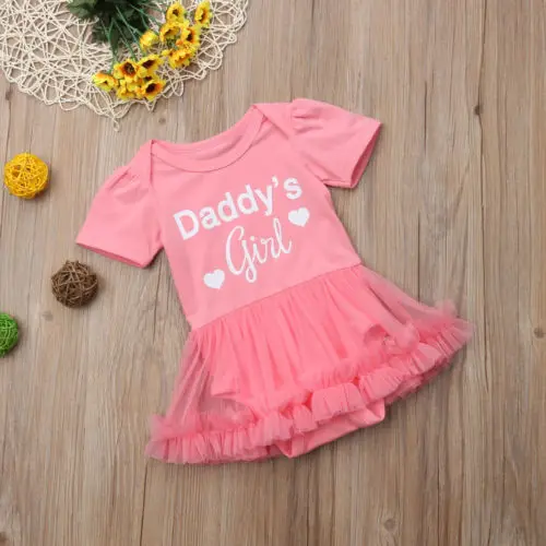 

Newborn Infant Baby Girls Tutu Romper Bodysuit Dress Daddy´s Girl Print Short Sleeve Summer Clothing