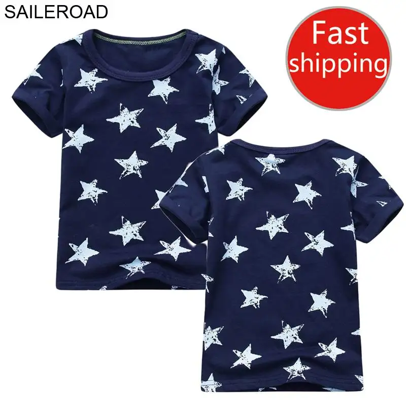 SAILEROAD 1шт Star Print детские футболки Summer Boys футболки Хлопковые футболки для девочек Топы с коротким рукавом Одежда Мода