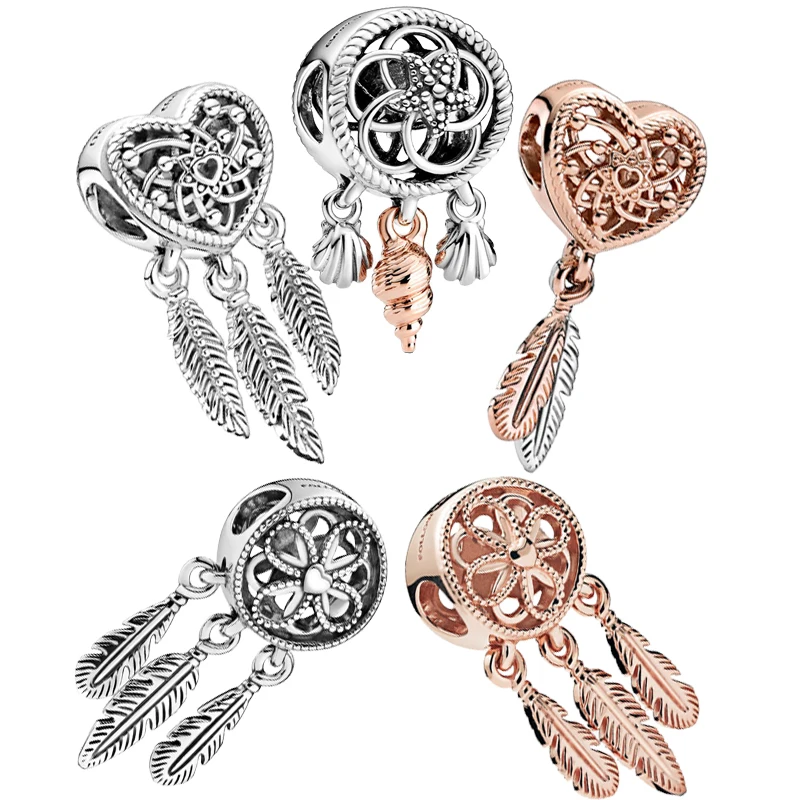 

Hot 925 Sterling Silver Dreamcatcher Charms Beads Fit Original Pandora Bracelets Luxury Charms Women Jewelry Making Gift