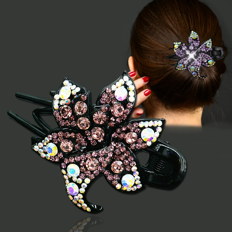 Женская заколка для волос стразы зажим элегантная шпилька волос|Украшения волос|