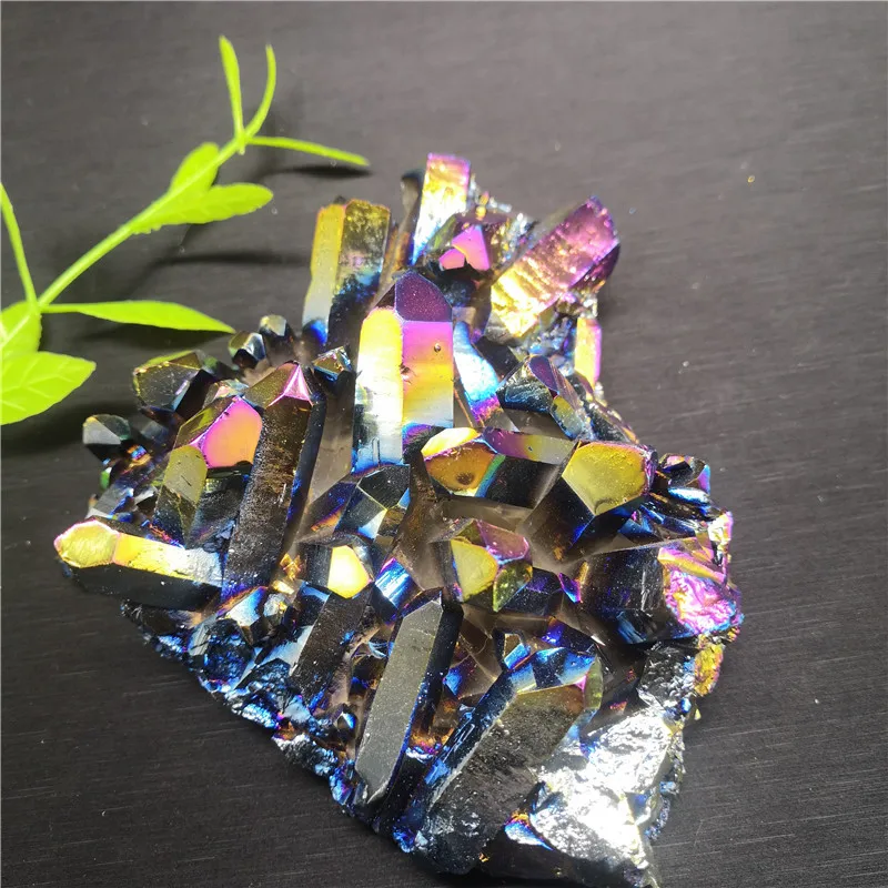 

Beautiful !Natural Quartz Crystal Rainbow Cluster gemstone Titanium Electroplated Cluster VUG Mineral Specimen Healing stone192g