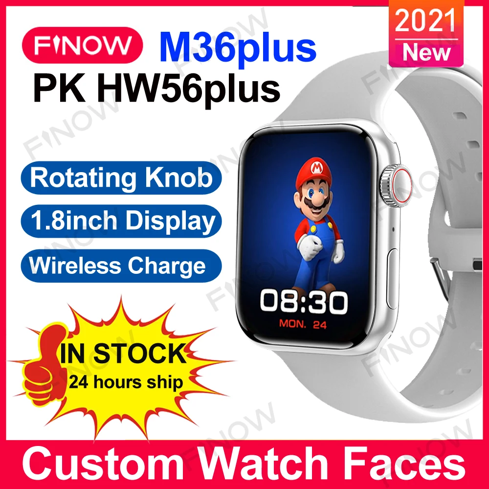 

2021 Series 7 Finow M36plus Smartwatch iwo relogio 1.82 inch Wireless Charge M36 plus Smart Watch For android IOS PK W37Pro IWO7