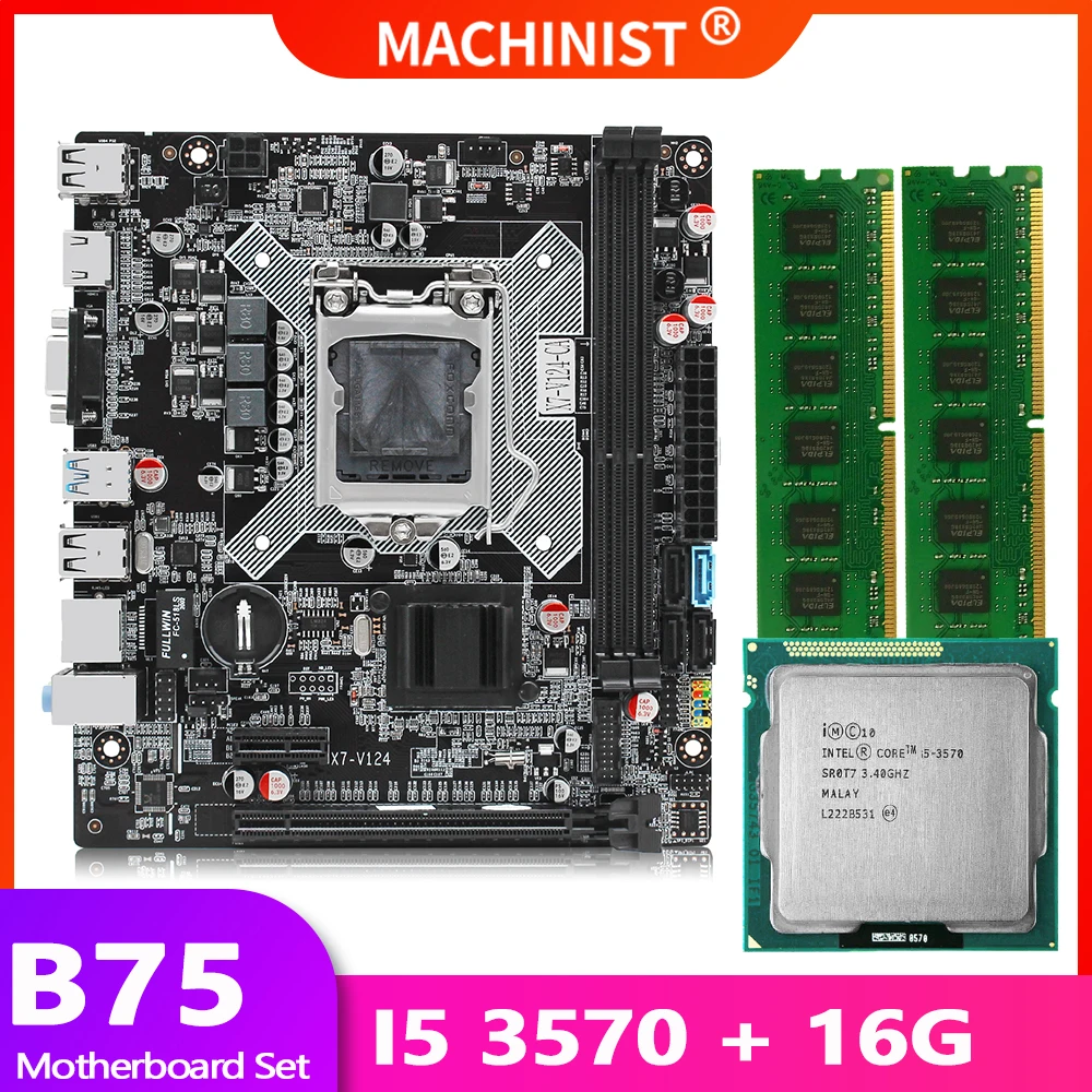 Billig B75 LGA 1155 Motherboard Set Kit Mit Intel CORE I5 3570 CPU Prozessor 16G(2*8G) DDR3 RAM Memory USB 3,0 SATA 3,0 MINI-DTX X7-V124
