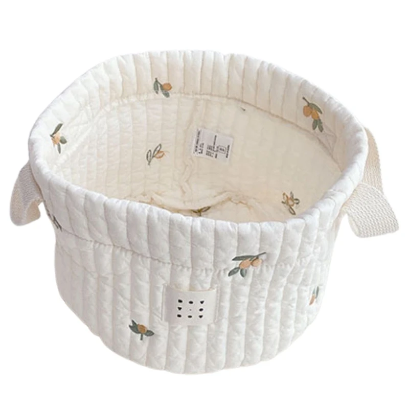 

Baby Diaper Storage Basket Cute Bear Embroidery Nappy Bag Portable Caddy Organizer Cart Storage Cotton Mommy Bag