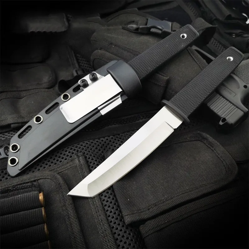 

Cold Fixed Blade Knife Steel 440C Kraton Handle Tanto Blade Outdoor Tactical Camping Hunting Survival Pocket EDC Tools K Sheath