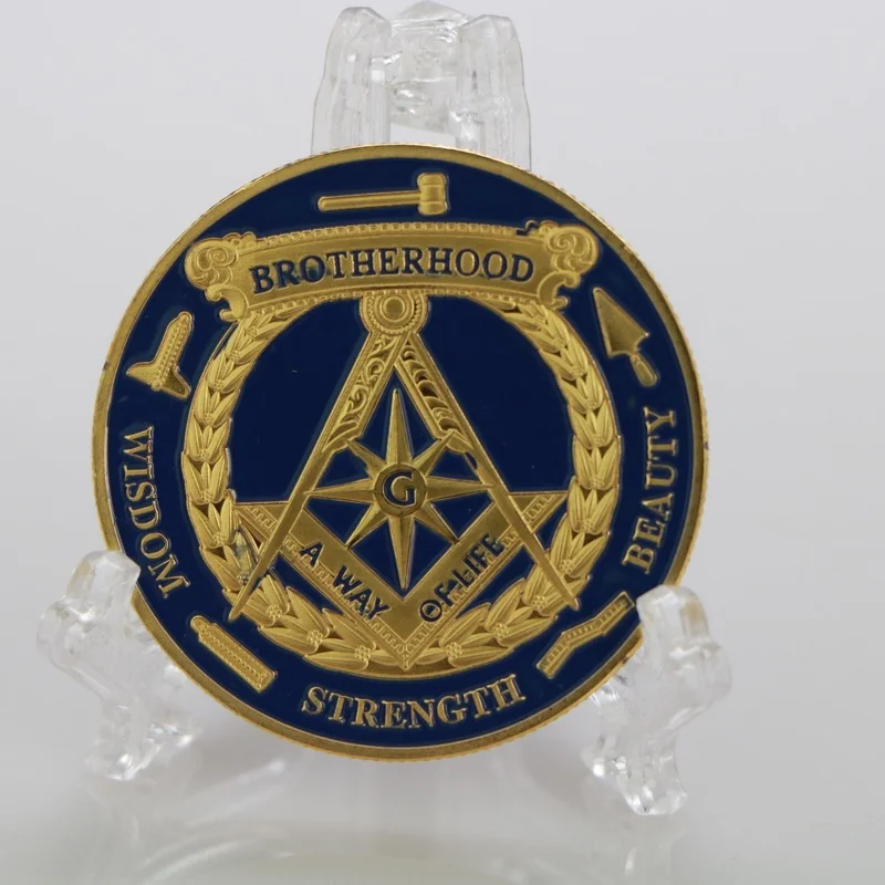 

European Freemasonry Ancient Bronze Gold Color Memorial Coin FreemasonRy Brothers Coin Collection Coins
