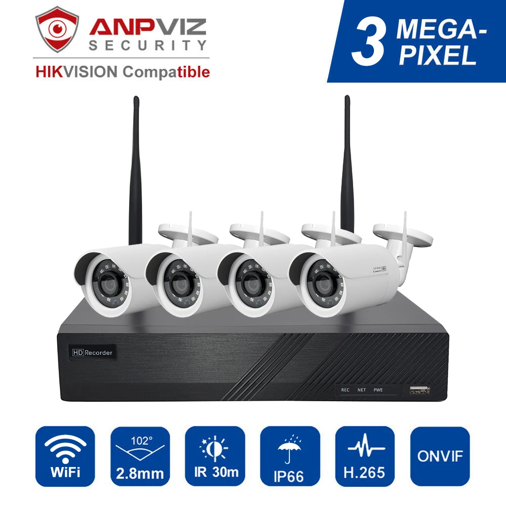 Anpviz 4 канальный Wi Fi сетевой видеорегистратор шт. 3MP цилиндрическая IP камера и PTZ