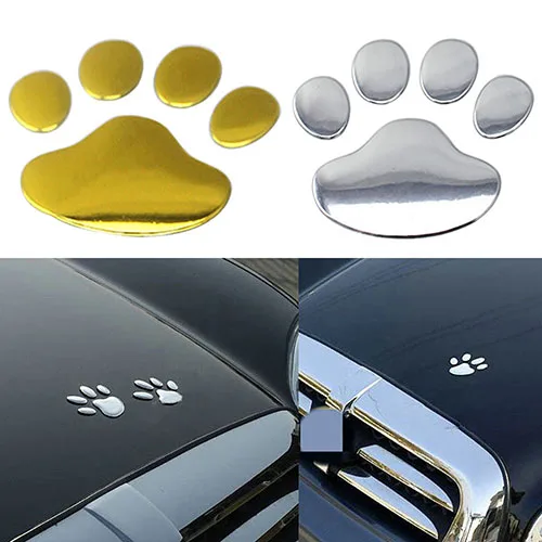 Universal 3D Car Sticker Silver/Golden ST Window Bumper Body Decal Bear Cat Dog Paw Foot DIY Car-styling Accessories |
