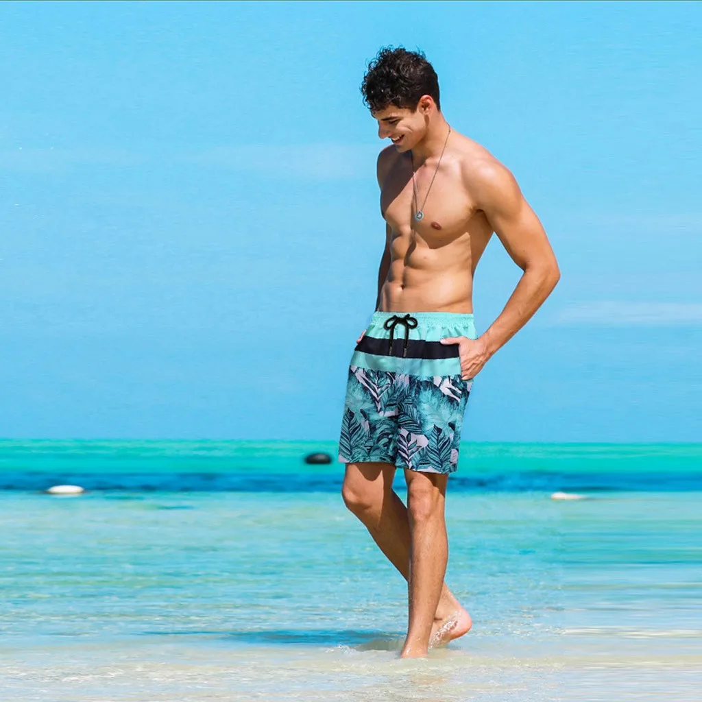 Для мужчин боксерская доска шорты Гавайи Стиль повседневные приталенные