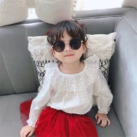 sweet cotton children clothes spring summer girls cotton blouses shirts kids teenagers costume ruffle princess birthday party hi